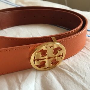 Orange and Brown reversible Tory Burch belt.